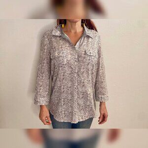 Grey Long Sleve Printed Top